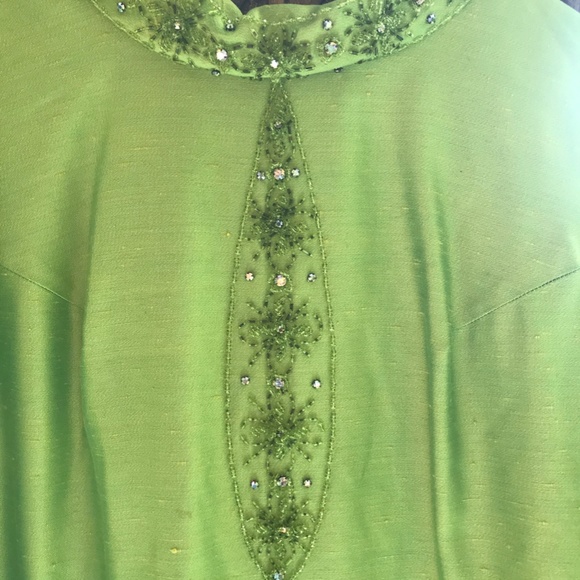 Stunning Raw Silk Beaded Vintage Dress - Picture 2 of 11